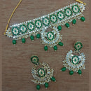 Vaamika Gold Plated Kundan Stone & Mirror & Beads Necklace Set