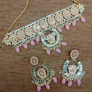 Vaamika Gold Plated Kundan Stone & Mirror & Beads Necklace Set