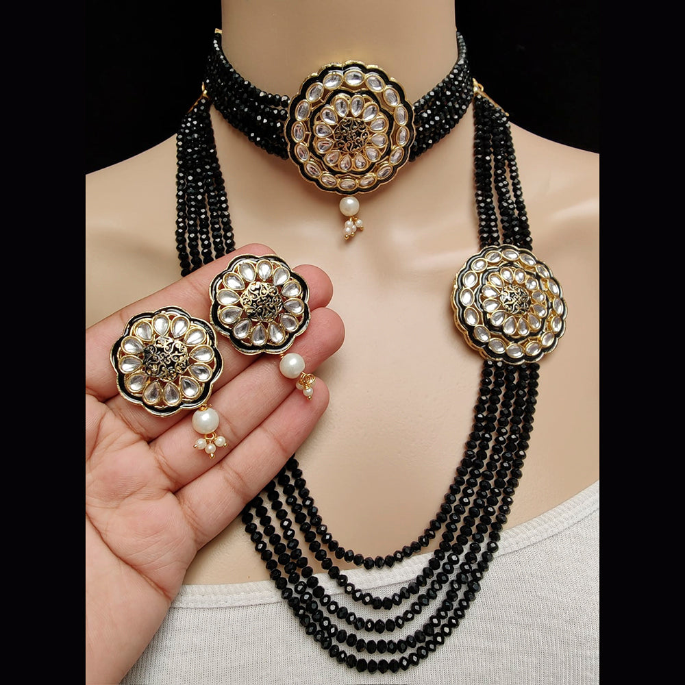 Vaamika Gold Plated Meenakari & Kundan & Beads Bridal Set