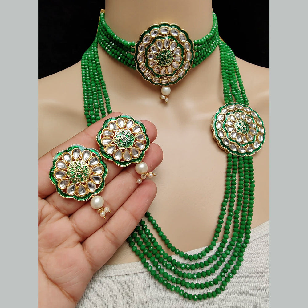 Vaamika Gold Plated Meenakari & Kundan & Beads Bridal Set