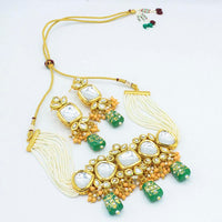 Vaamika Gold Plated Kundan Stone & Beads Necklace Set