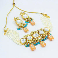 Vaamika Gold Plated Kundan Stone & Beads Necklace Set