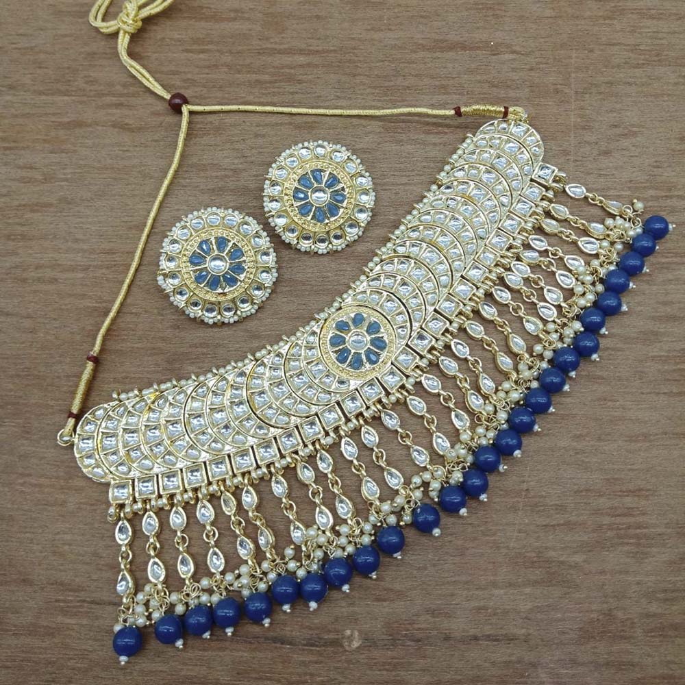 Vaamika Gold Plated Kundan Stone & Beads Necklace Set