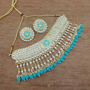 Vaamika Gold Plated Kundan Stone & Beads Necklace Set