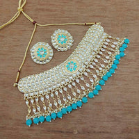 Vaamika Gold Plated Kundan Stone & Beads Necklace Set