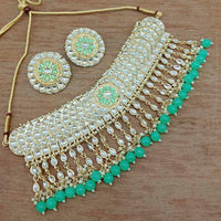Vaamika Gold Plated Kundan Stone & Beads Necklace Set