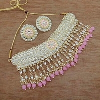 Vaamika Gold Plated Kundan Stone & Beads Necklace Set