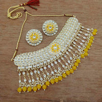 Vaamika Gold Plated Kundan Stone & Beads Necklace Set