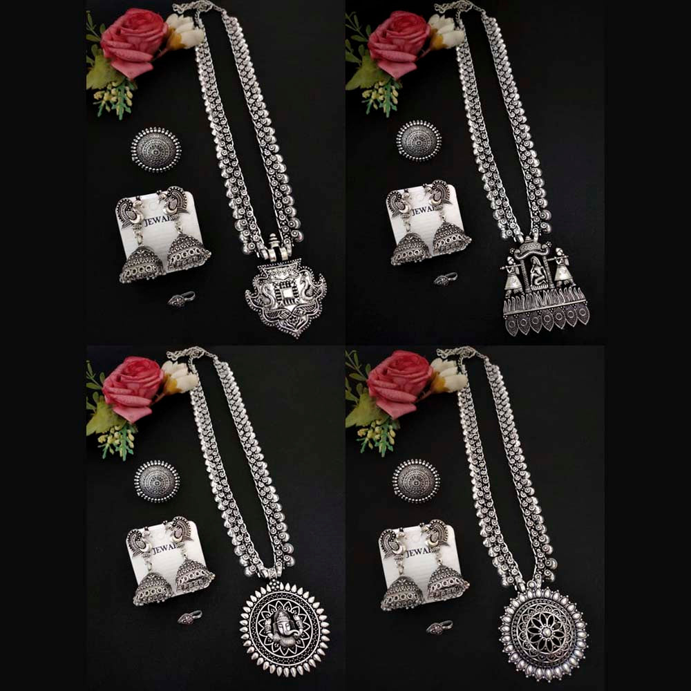 Vaamika Oxidised Plated Necklace Combo - VMNECK358