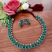 Vaamika Blaack Pota Stone Thread Oxidized Plated Necklace Set