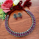 Vaamika Blaack Pota Stone Thread Oxidized Plated Necklace Set