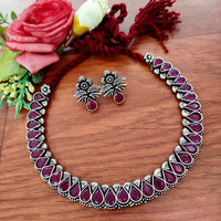 Vaamika Blaack Pota Stone Thread Oxidized Plated Necklace Set