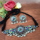 Vaamika Blaack Pota Stone Thread Oxidized Plated Necklace Set