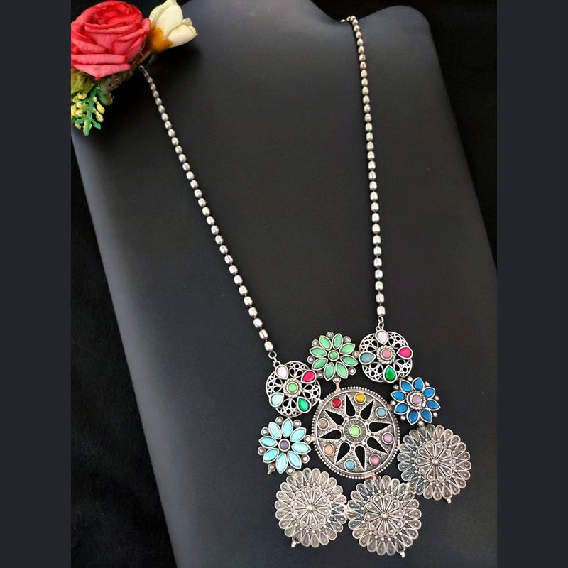 Vaamika Silver Replica Big Pendant Necklace