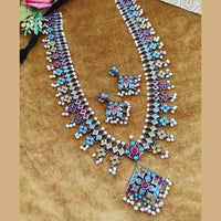 Vaamika Oxidised Plated Pota Stone Thread Necklace Set