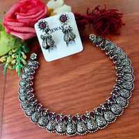 Vaamika Monalisa Stone Thread Oxidized Plated Necklace Set