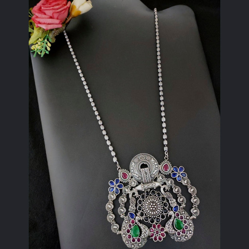 Vaamika Silver Replica Big Pendant Necklace