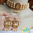 Vaamika Gold  Plated Crystal & Austrian Stone & Pearl Necklace Set