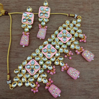 Vaamika Gold Plated Kundan Stone & Beads Traditional Choker Necklace Set