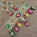Vaamika Gold Plated Kundan Stone & Beads Traditional Choker Necklace Set