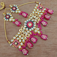 Vaamika Gold Plated Kundan Stone & Beads Traditional Choker Necklace Set