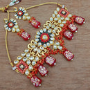 Vaamika Gold Plated Kundan Stone & Beads Traditional Choker Necklace Set