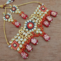 Vaamika Gold Plated Kundan Stone & Beads Traditional Choker Necklace Set