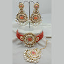 Vaamika Gold Plated Kundan Stone & Beads Traditional Choker Necklace Set