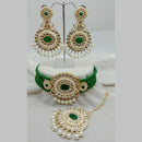 Vaamika Gold Plated Kundan Stone & Beads Traditional Choker Necklace Set