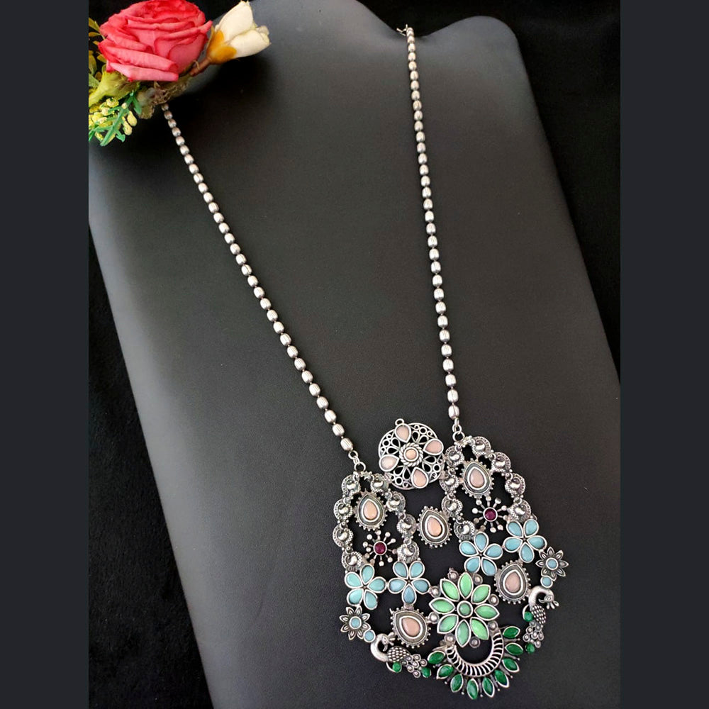 Vaamika Silver Replica Big Pendant Necklace