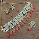 Vaamika Gold Plated Mirror & Beads Traditional Choker Necklace Set