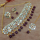 Vaamika Gold Plated Mirror & Beads Traditional Choker Necklace Set