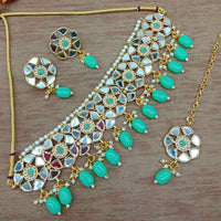 Vaamika Gold Plated Mirror & Beads Traditional Choker Necklace Set