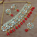 Vaamika Gold Plated Mirror & Beads Traditional Choker Necklace Set