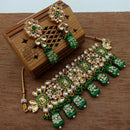 Vaamika Gold Plated Kundan Stone & Beads Traditional Choker Necklace Set
