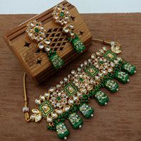 Vaamika Gold Plated Kundan Stone & Beads Traditional Choker Necklace Set