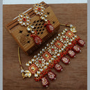 Vaamika Gold Plated Kundan Stone & Beads Traditional Choker Necklace Set