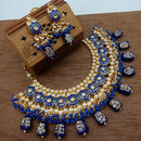 Vaamika Gold Plated Kundan Stone & Beads Traditional Choker Necklace Set