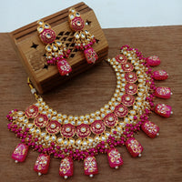 Vaamika Gold Plated Kundan Stone & Beads Traditional Choker Necklace Set