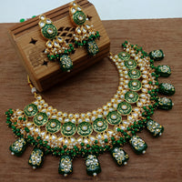 Vaamika Gold Plated Kundan Stone & Beads Traditional Choker Necklace Set