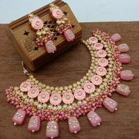 Vaamika Gold Plated Kundan Stone & Beads Traditional Choker Necklace Set