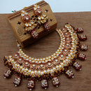 Vaamika Gold Plated Kundan Stone & Beads Traditional Choker Necklace Set
