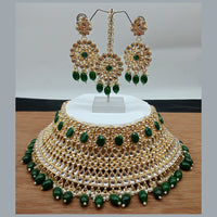 Vaamika Gold Plated Kundan Stone & Beads Traditional Choker Necklace Set