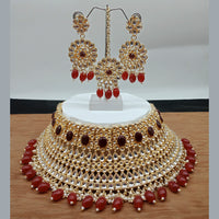 Vaamika Gold Plated Kundan Stone & Beads Traditional Choker Necklace Set