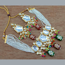 Vaamika Gold Plated Kundan Stone & Beads Traditional Choker Necklace Set