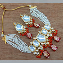 Vaamika Gold Plated Kundan Stone & Beads Traditional Choker Necklace Set