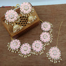 Vaamika Gold Plated Kundan Stone & Meenakari Traditional Choker Necklace Set- VMNECK396