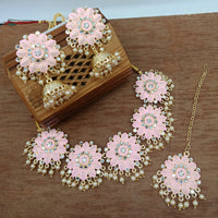 Vaamika Gold Plated Kundan Stone & Meenakari Traditional Choker Necklace Set- VMNECK396