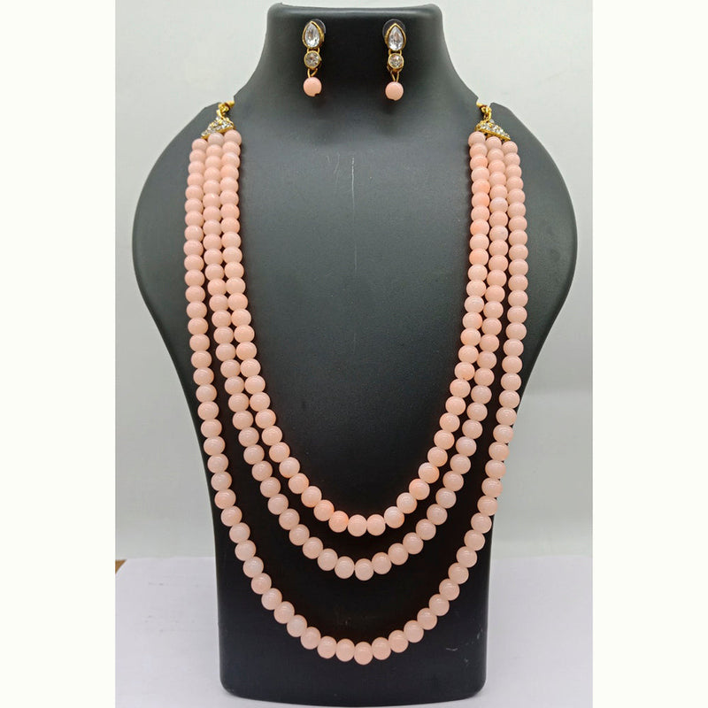 Vaamika Gold Plated Beads Long Necklace Set- VMNECK397