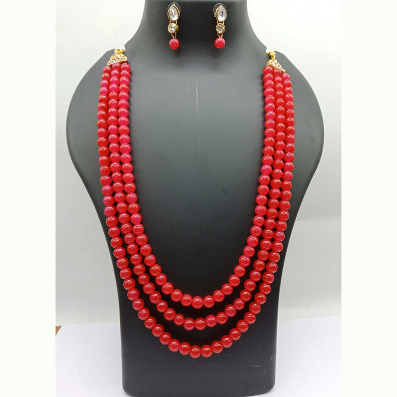 Vaamika Gold Plated Beads Long Necklace Set- VMNECK397